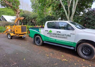 Elite Arboriculture truck arborist tree removal equipment and mulcher in kapiti