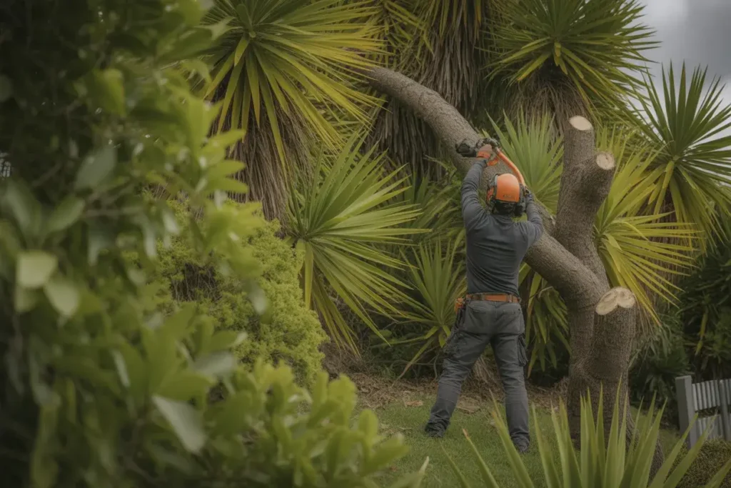 Elite Arboriculture professional team demonstrating proper spring pruning technique on mature tree in Paraparaumu residential setting