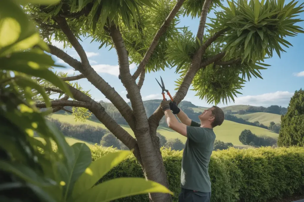 Close-up of proper pruning cut on tree branch following NZ arboricultural standards