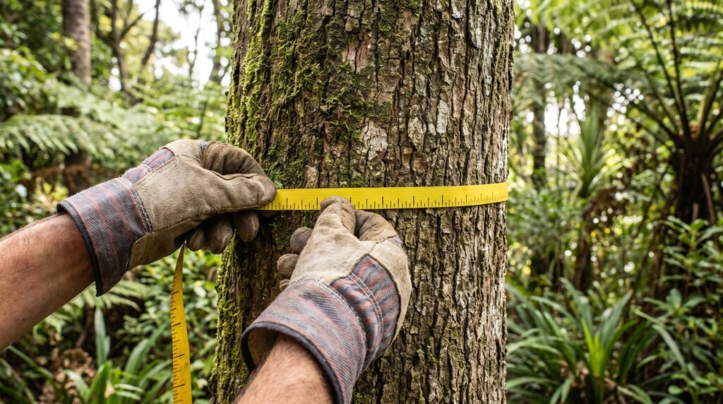 arborist-measuring-trunk-diameter-native-tree